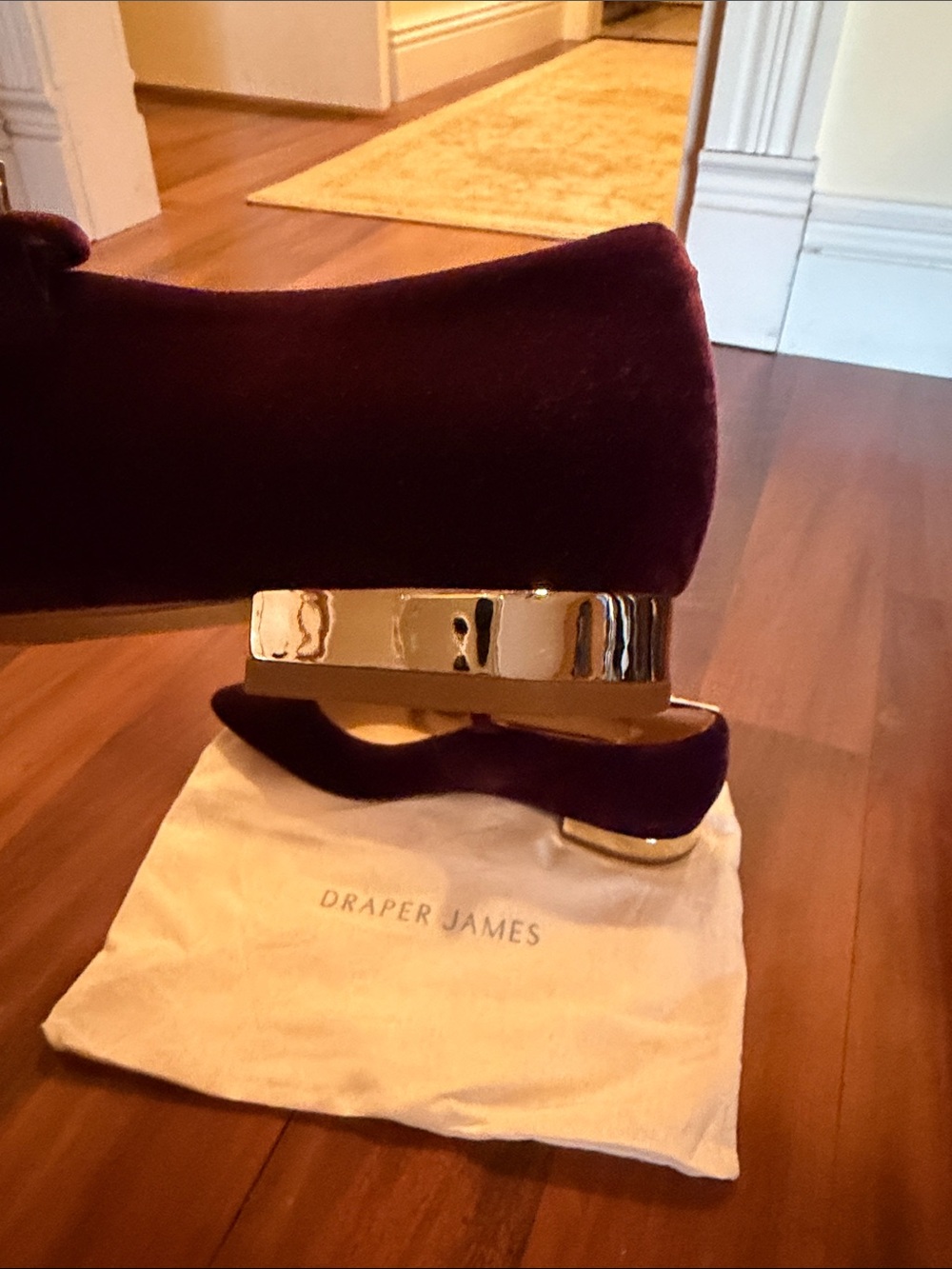 NWOT Draper James Women's Velvet Mary Jane Flats in Plum 8.5 - Picture 6 of 10